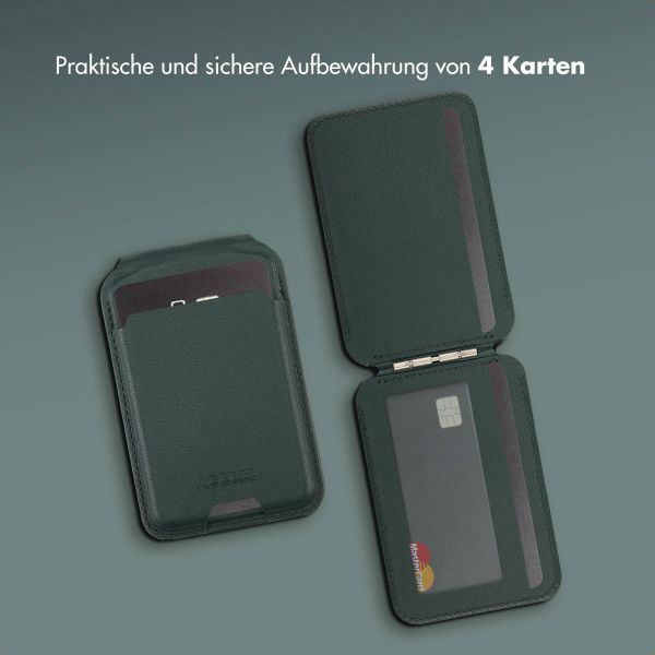 Accezz Leder-Wallet mit Standfunktion - Geeignet für MagSafe und Qi2 - Cedar Green