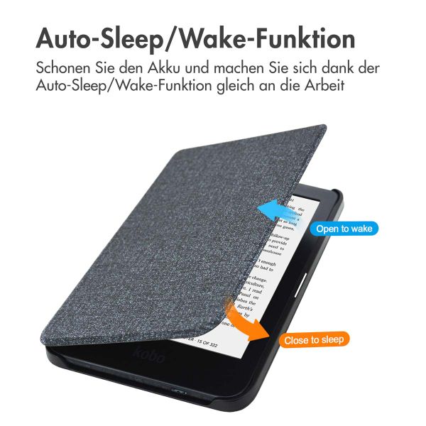 imoshion Canvas Sleepcover Klapphülle für das Kobo Clara 2E / Tolino Shine 4 - Glitter Schwarz