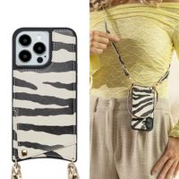 Selencia Nova HandyHülle mit Kordel und Kartenhalter Apple iPhone 13 Pro - Zazzy Zebra
