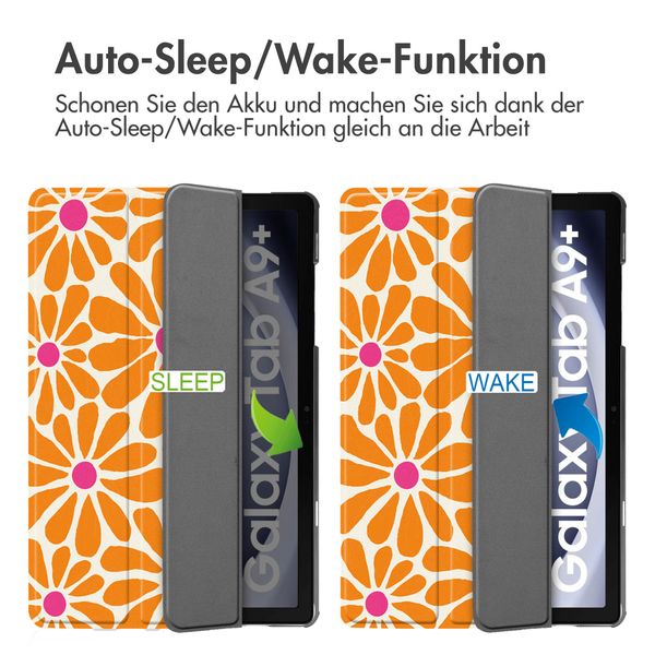 imoshion Design Trifold Klaphülle Samsung Galaxy Tab A11 Plus / A9 Plus - Orange Flower Connect