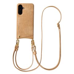Selencia Nova Croco HandyHülle mit Kordel und Kartenhalter Samsung Galaxy A36 / A56 - Toasted Almond