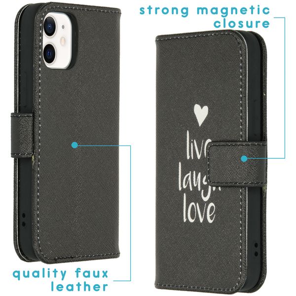 imoshion Design TPU Klapphülle iPhone 12 Mini - Live Laugh Love