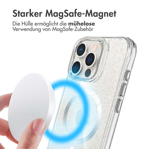 imoshion Klare Glitter Backcover mit MagSafe Apple iPhone 16 Pro Max - Silber
