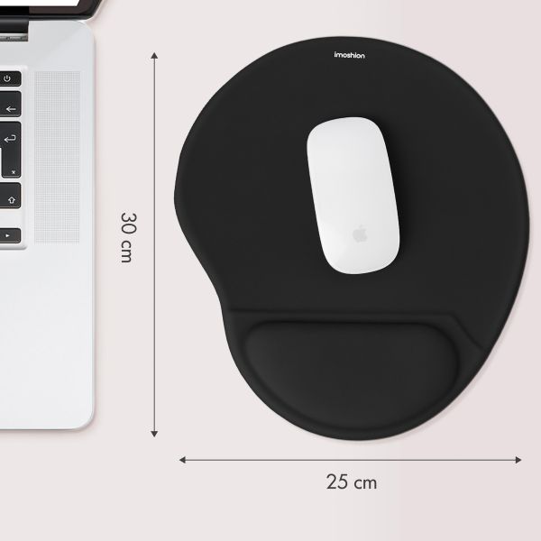 imoshion Ergonomisches Mauspad - Mauspad mit Handgelenkstütze - 30 x 25 cm - Schwarz