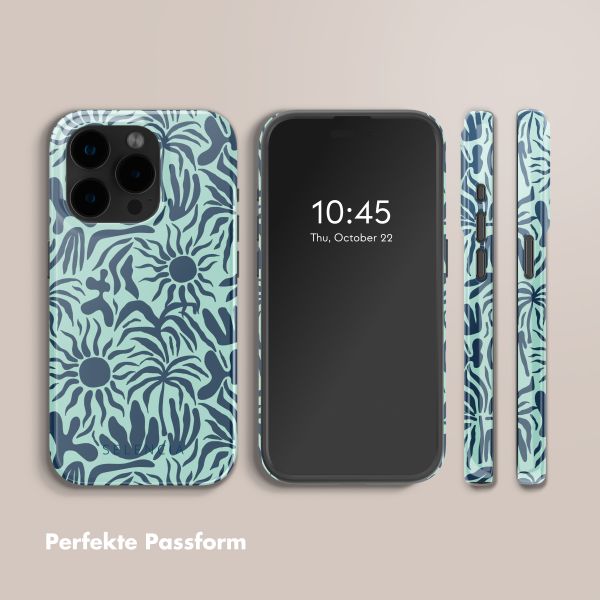 Selencia Vivid Tough Back Cover mit MagSafe für das iPhone 15 Pro - Tropical Vibes Light Blue