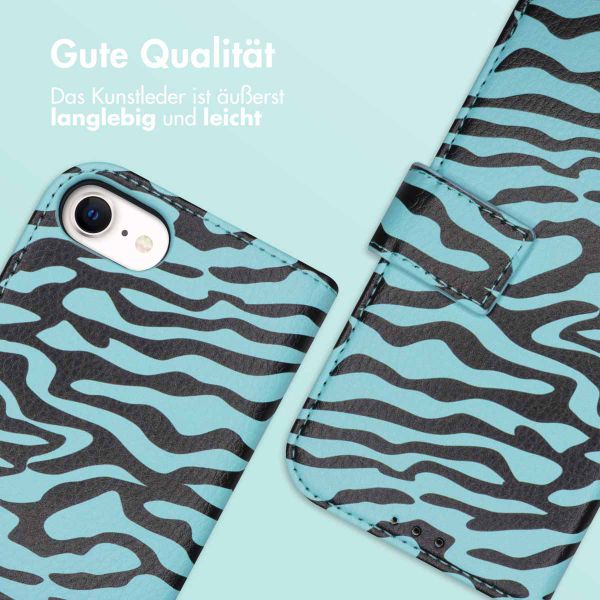imoshion ﻿Design Klapphülle für das Apple iPhone SE (2022 / 2020) / 8 / 7 / 6(s) - Black Blue Stripes