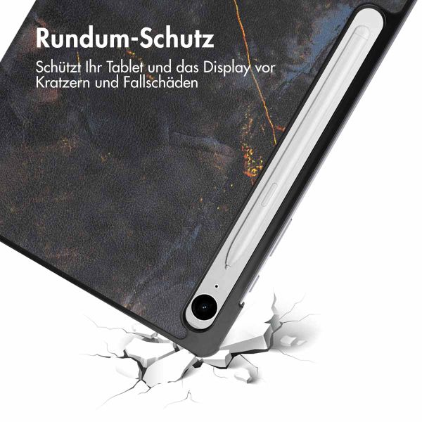 imoshion Design Trifold Klaphülle Samsung Galaxy Tab S9 11.0 Zoll / Tab S10 FE / S9 FE 10.9 Zoll - Black Marble