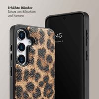 Selencia Nova Handyhülle mit Kordel und Kartenhalter Samsung Galaxy S25 - Leopard