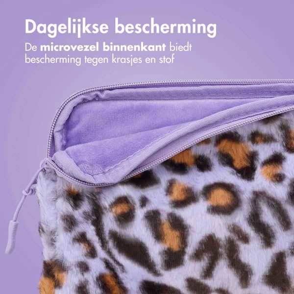 imoshion Fluffy Laptop Hülle 15-16 Zoll - Laptop Sleeve - Leopard Lilac