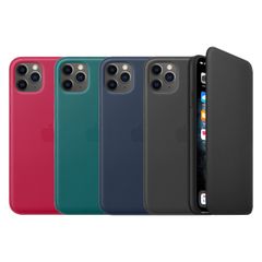 Apple 4 Pack Leather Folio Klapphülle für das Apple iPhone 11 Pro Max - Red Raspberry + Peacock + Deep Sea Blue + Black