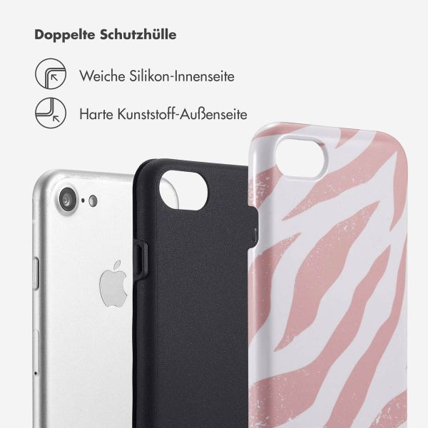 Selencia Vivid Tough Back Cover für das iPhone SE (2022 / 2020) / 8 / 7 / 6(s) - Colorful Zebra Old Pink