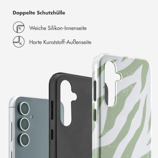 Selencia Vivid Tough Back Cover für das Samsung Galaxy S23 FE - Colorful Zebra Sage Green