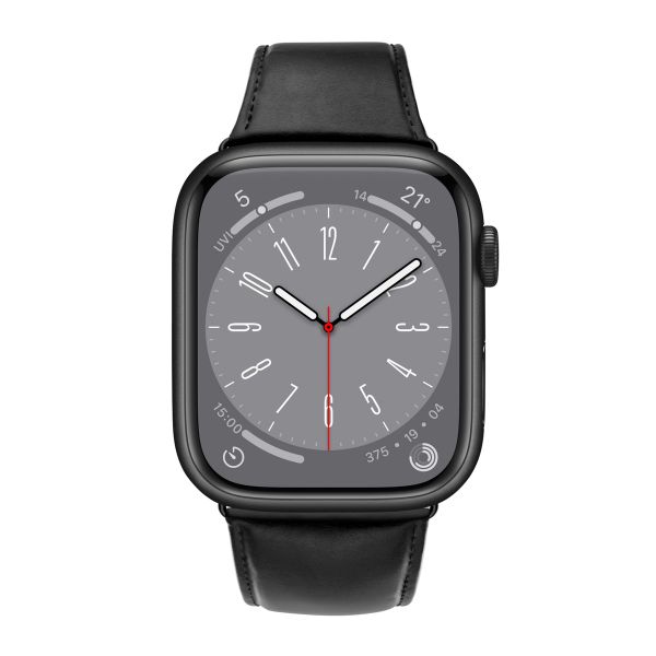 WiWu Vintage Lederarmband für das  Apple Watch Series 1 t/m 11 / SE / Ultra (44/45/46/49 mm) - Schwarz