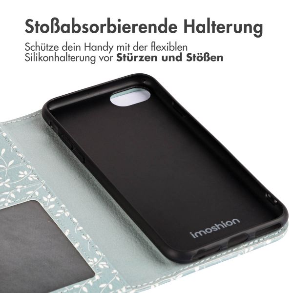 imoshion Design Klapphülle Apple iPhone 16e - Smoke Green Flowers