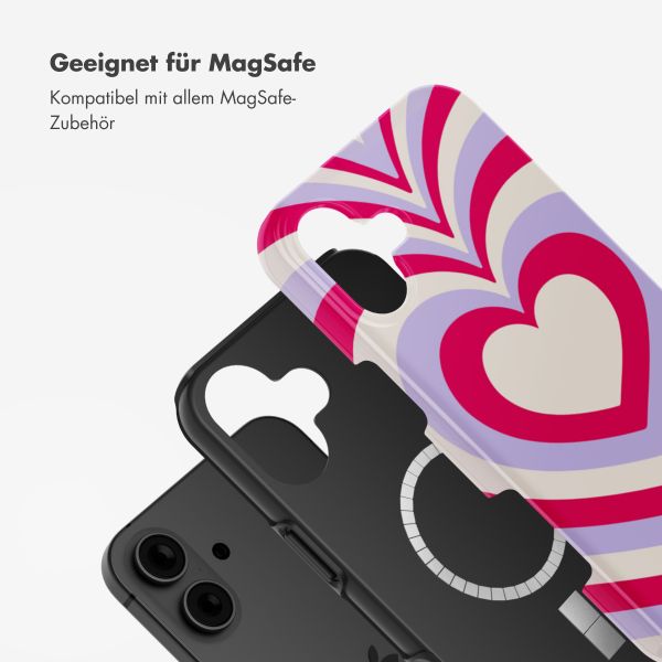 Selencia Vivid Tough Back Cover MagSafe für das iPhone 16 - Double Hearts Rubine Red Lilac