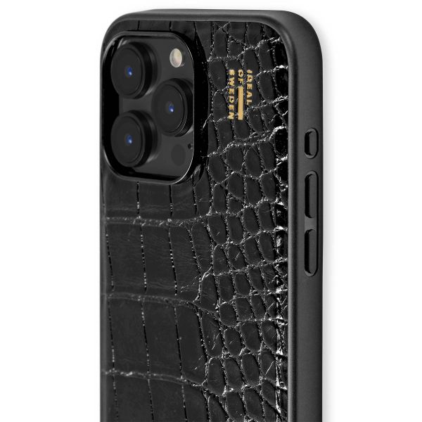 iDeal of Sweden Vegan Leather Back Cover für das iPhone 15 Pro Max - Black Croco