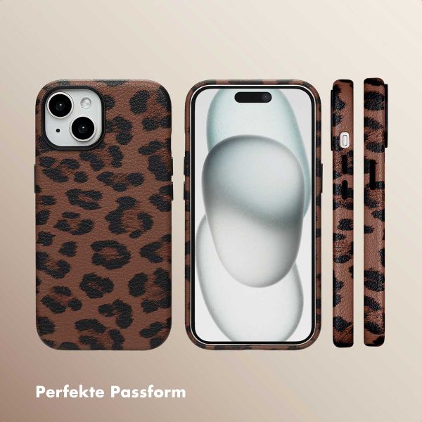 Selencia Sabi Backcover Leopardenmuster mit MagSafe Apple iPhone 15 - Mocha Brown