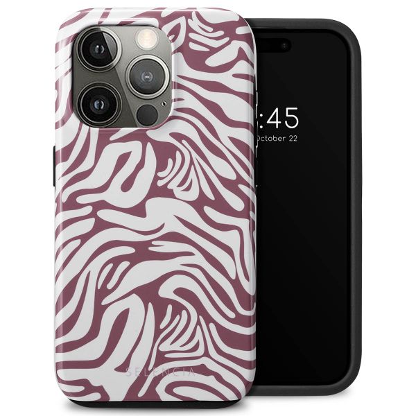 Selencia Vivid Tough Back Cover für das iPhone 15 Pro - Trippy Swirl Dark Rose