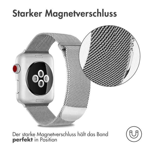 imoshion Magnetisches Milanaise Armband für das  Apple Watch Series 1 - 11 / SE / Ultra (44/45/46/49 mm) - Größe S - Silber