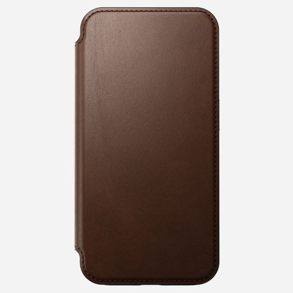 Nomad Modern Leather Folio Klapphülle für das iPhone 15 Pro - Braun