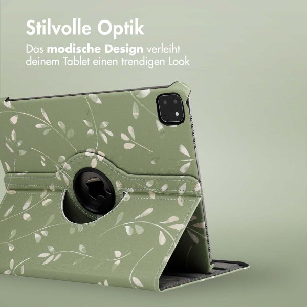 imoshion 360° drehbare Design Klapphülle für das iPad Pro 12.9 (2018 / 2020 / 2021 / 2022) - Green Flowers