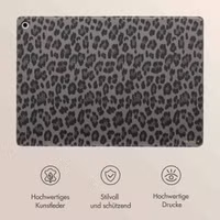 Selencia Sabi Klapphülle mit Leopardenmuster Samsung Galaxy Tab A9 Plus - Midnight Black