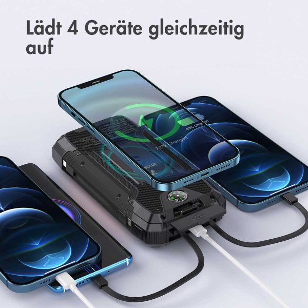 imoshion ﻿Solar Powerbank – Kabellose Powerbank mit Solarpanel – Schnellaufladung und Stromversorgung – 30.000 mAh – Schwarz