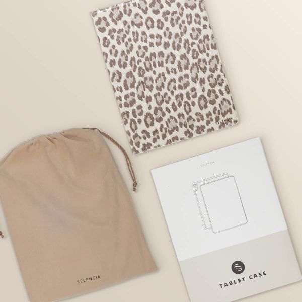 Selencia Sabi Klapphülle mit Leopardenmuster Apple iPad 9 (2021) 10.2 Zoll / iPad 8 (2020) 10.2 Zoll / iPad 7 (2019) 10.2 Zoll - Soft Ivory