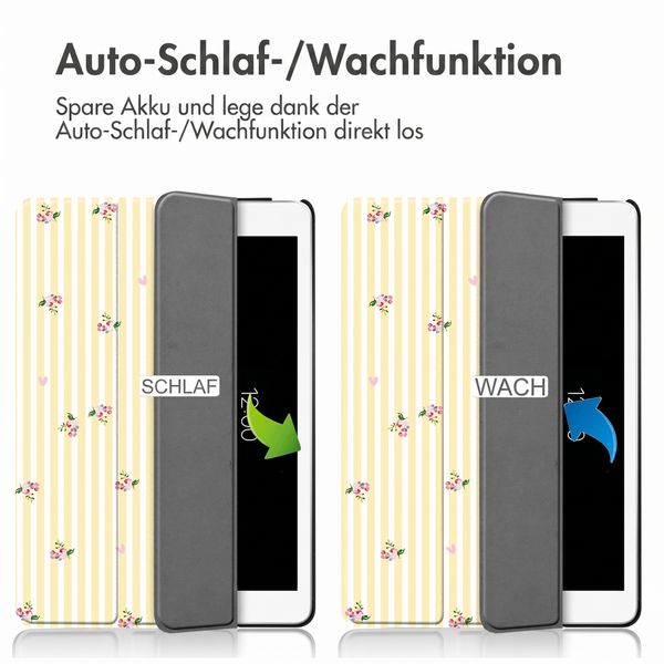 imoshion Design Trifold Klaphülle Apple iPad 9 (2021) 10.2 Zoll / iPad 8 (2020) 10.2 Zoll / iPad 7 (2019) 10.2 Zoll - Garden Stripes