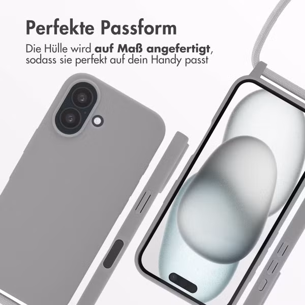 imoshion Silikonhülle mit Band für das Apple iPhone 16 - Hellgrau