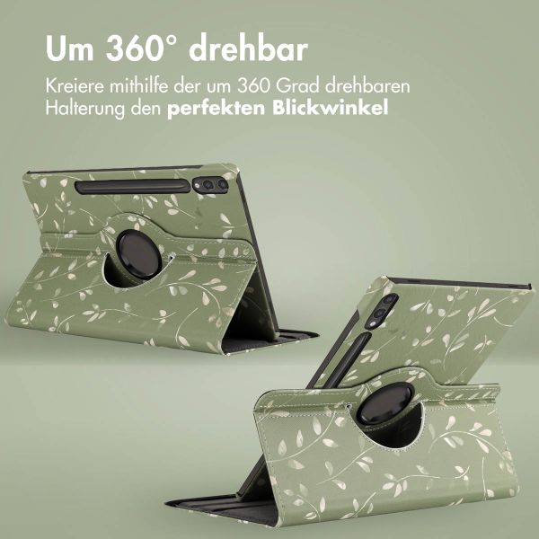 imoshion 360° drehbare Design Klapphülle für das Samsung Galaxy Tab S10 Plus / Tab S9 Plus / Tab S9 FE Plus - Green Flowers