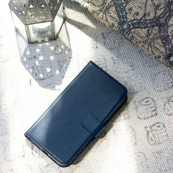 Selencia Echtleder Klapphülle Apple iPhone 12 Mini - Blau