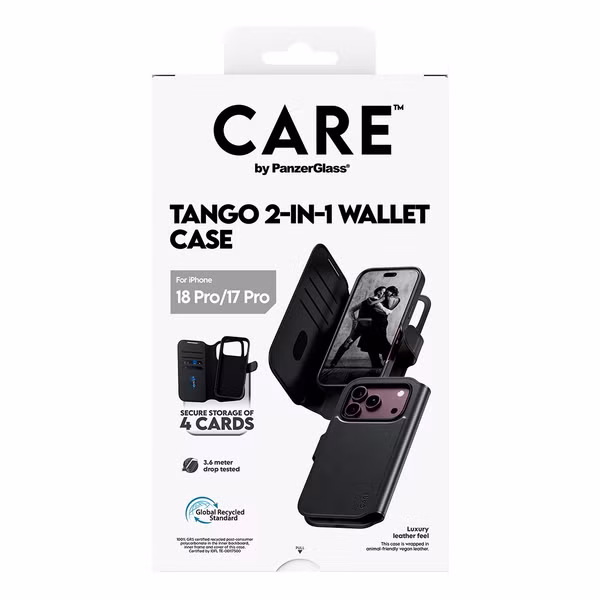CARE by PanzerGlass Tango 2 in 1 Wallet Case MagSafe Apple iPhone 18 Pro / 17 Pro - Schwarz