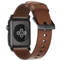 Nomad Modernes Lederarmband für die Apple Watch Series 1 bis 10 / SE / Ultra (2) (44/45/46/49 mm) - Braun/Schwarz