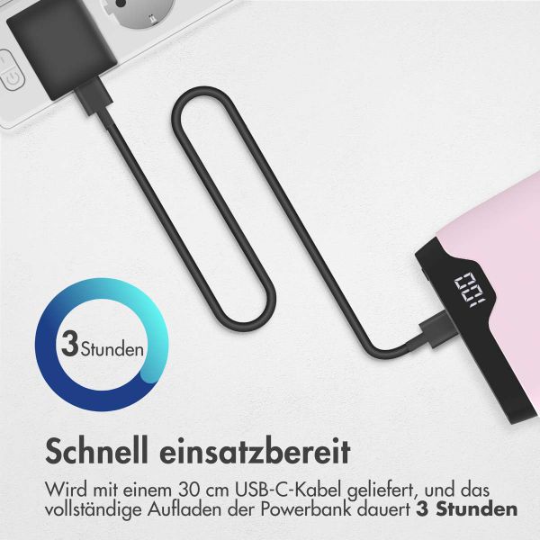 imoshion Powerbank - 10.000 mAh - Schnelles Aufladen und Power Delivery - Rosa