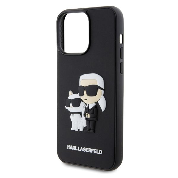 Karl Lagerfeld Karl & Choupette 3D Rubber Hardcase Backcover für das Apple iPhone 15 Pro Max - Schwarz