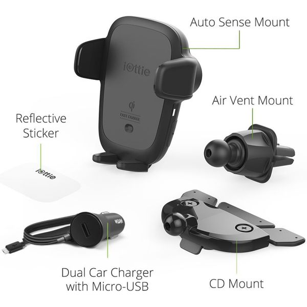 iOttie AutoSense Wireless Fast Charging Mount – Handyhalterung für das Auto – Lüftungsgitter und CD-Player – schwarz