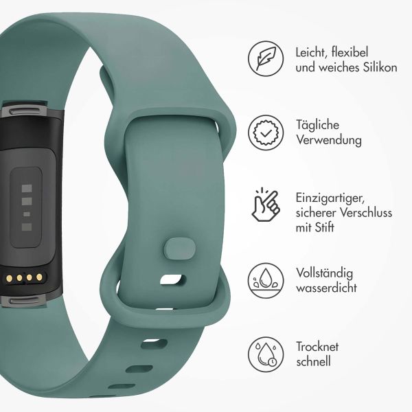 imoshion Silikonband für die Fitbit Charge 5 / Charge 6 - Größe S - Olive