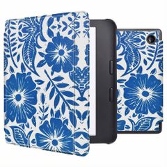 imoshion Design Slim Hard Case Sleepcover mit Stand Kobo Libra 2 / Tolino Vision 6 - Flower Tile