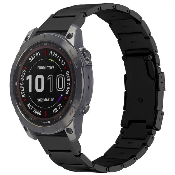 Accezz Mattes Titanstahlarmband -   Garmin 22 mm Anschluss - Schwarz