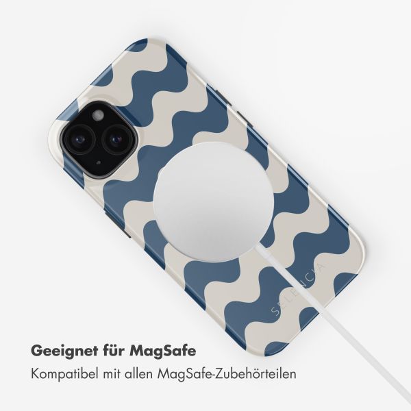 Selencia Vivid Tough Back Cover mit MagSafe für das iPhone 15 - Wave Vibes Classic Blue