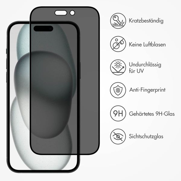 Accezz Privacy Displayschutz aus gehärtetem Glas für das Apple iPhone 14 Pro / 15 / 16