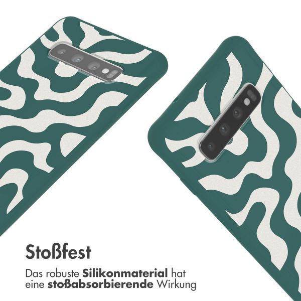 imoshion Silikonhülle design mit Band für das Samsung Galaxy S10 - Petrol Green Groovy