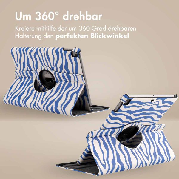 imoshion 360° drehbare Design Klapphülle Apple iPad 9 (2021) 10.2 Zoll / iPad 8 (2020) 10.2 Zoll / iPad 7 (2019) 10.2 Zoll - White Blue Stripes