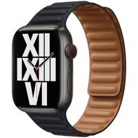 Apple Leather Link Armband für  Apple Watch Series 1 t/m 11 / SE / Ultra (44/45/46/49 mm) - Größe M/L - Midnight