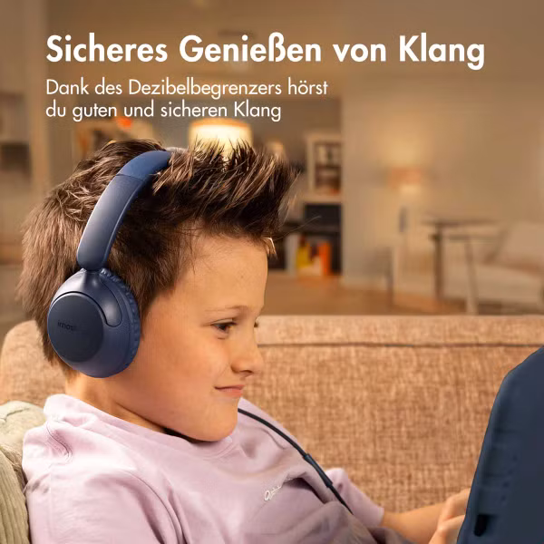 imoshion Kinderkopfhörer mit AUX-Kabel - Dezibelbegrenzer - Denim Blue