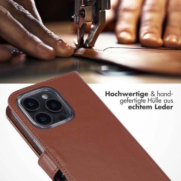 Selencia Echtleder Klapphülle Apple iPhone 16 Pro Max - lichtbruin