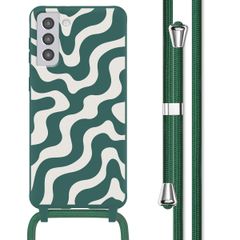 imoshion SilikonHülle design mit Band Samsung Galaxy S21 Plus - Petrol Green Groovy