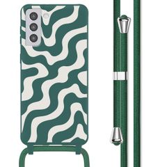 imoshion Silikonhülle design mit Band für das Samsung Galaxy S21 Plus - Petrol Green Groovy