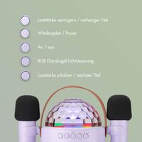 imoshion Sing & Shine Karaoke-Set - Lautsprecher und 2 Mikrofone - Lavender Lilac